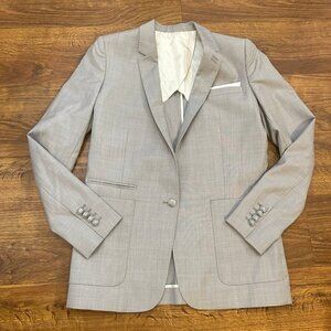 The Kooples Light Gray Single-Button Blazer with Notch Lapel
